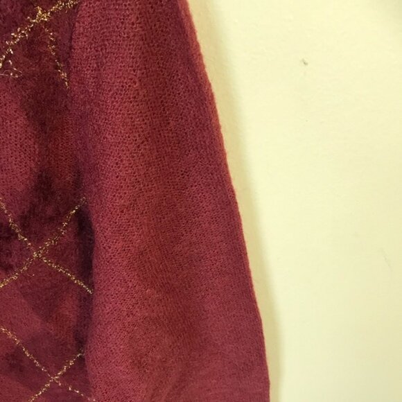 Marina Rinaldi Argyle Metallic Textured Mohair Wool Blend Crew Soft Sweater Top - Picture 9 of 16